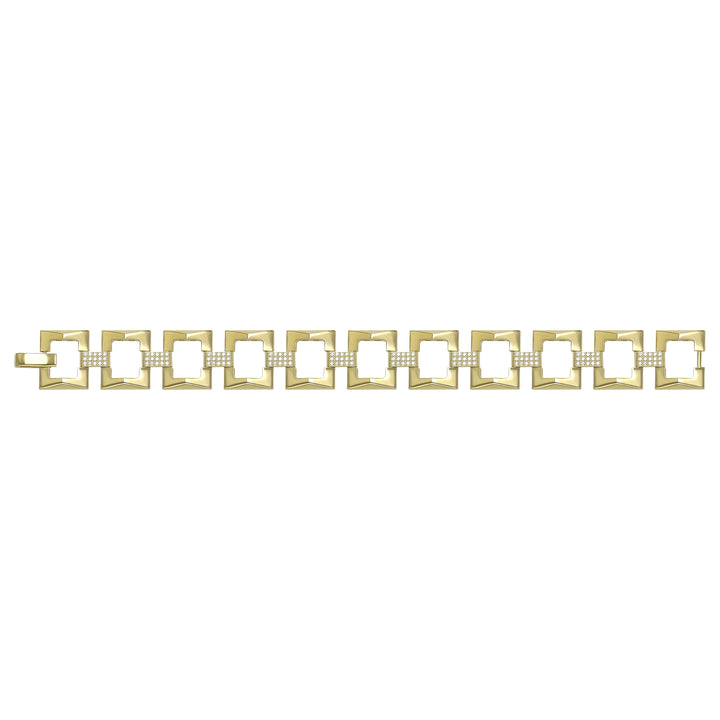 Solid gold fancy link bracelet, 23.23 g — shown square on a plain background.