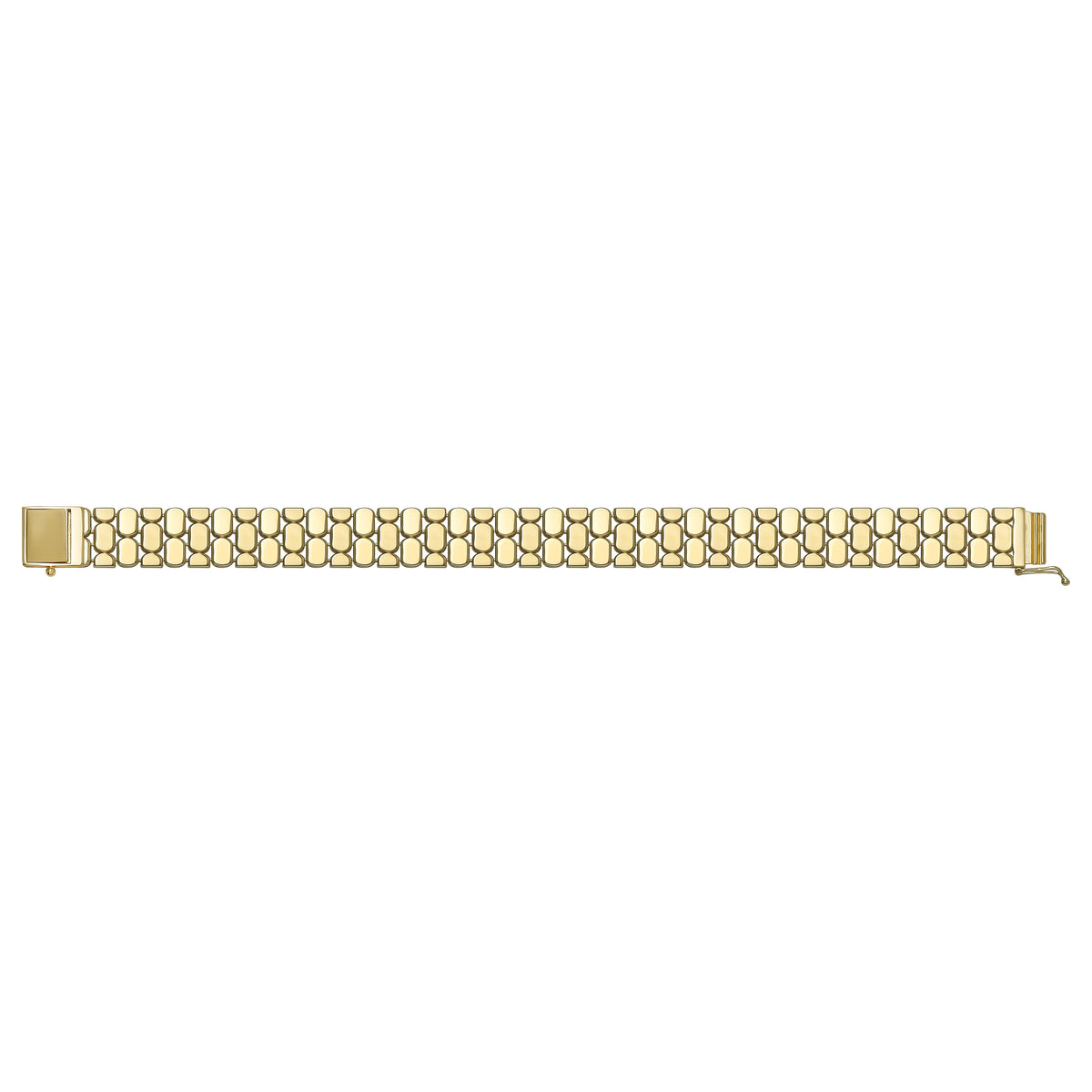 Solid gold brick link bracelet, 15.00 g — shown square on a plain background.