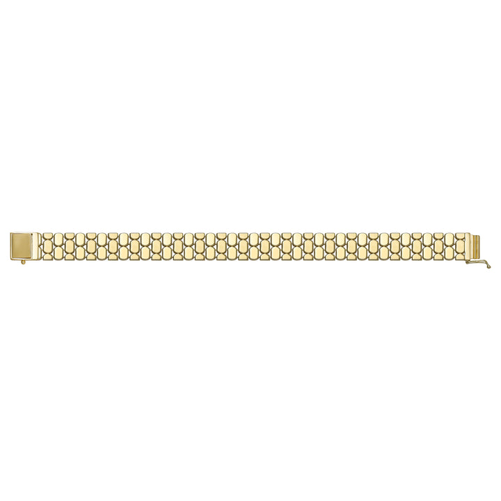 Solid gold brick link bracelet, 15.00 g — shown square on a plain background.