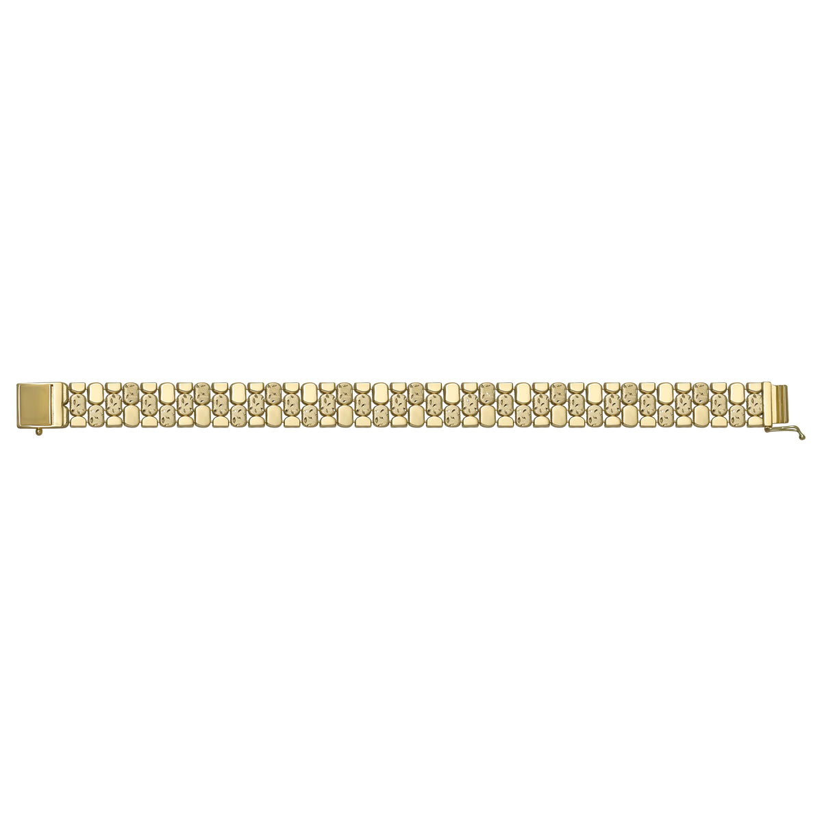 Solid gold brick link bracelet, 14.90 g — shown square on a plain background.