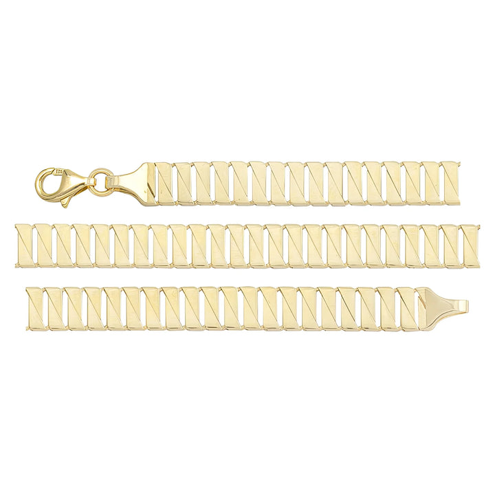 Solid gold braided bracelet, 9.80 g — shown in three rows across the frame.