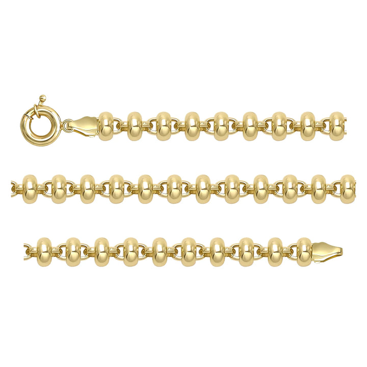 Solid gold bead bracelet, 11.03 g — shown in three rows across the frame.