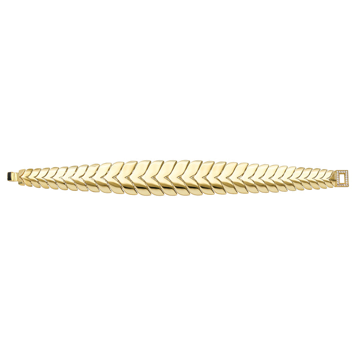 Solid gold herringbone bracelet, 29.35 g — shown square on a plain background.