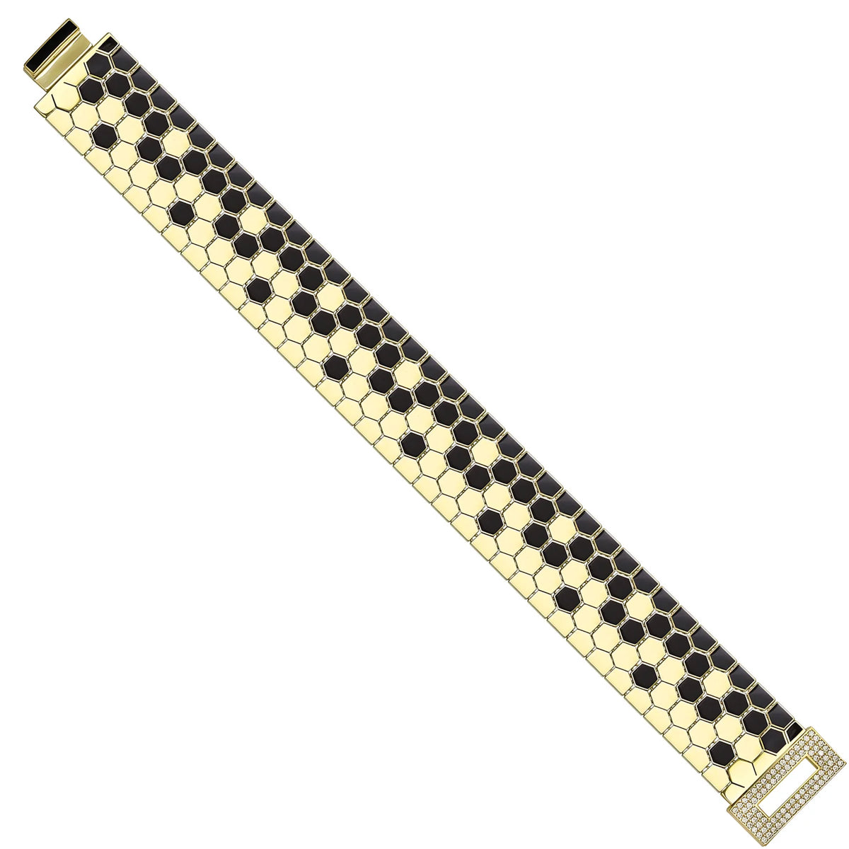 Solid gold honeycomb bracelet, 34.56 g — shown at an angle across the frame.