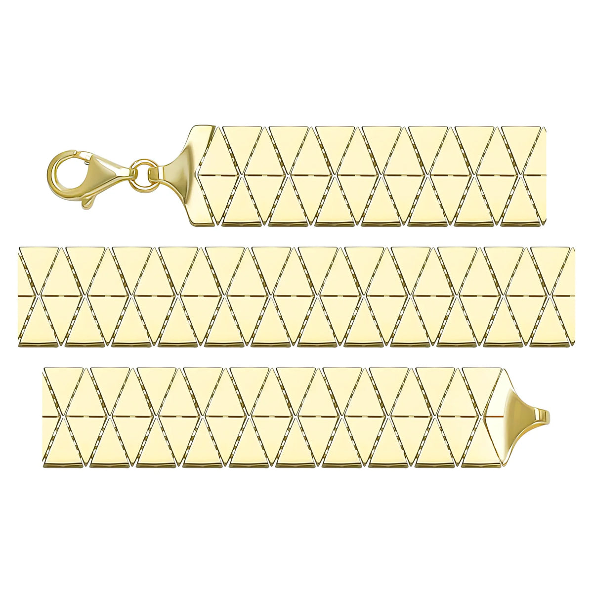 Solid gold braided bracelet, 18.63 g — shown in three rows across the frame.