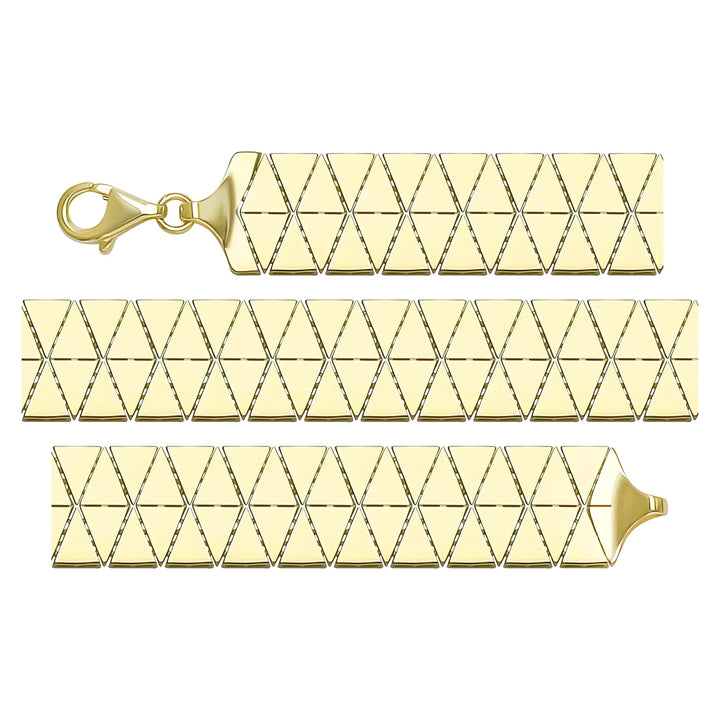 Solid gold braided bracelet, 18.63 g — shown in three rows across the frame.