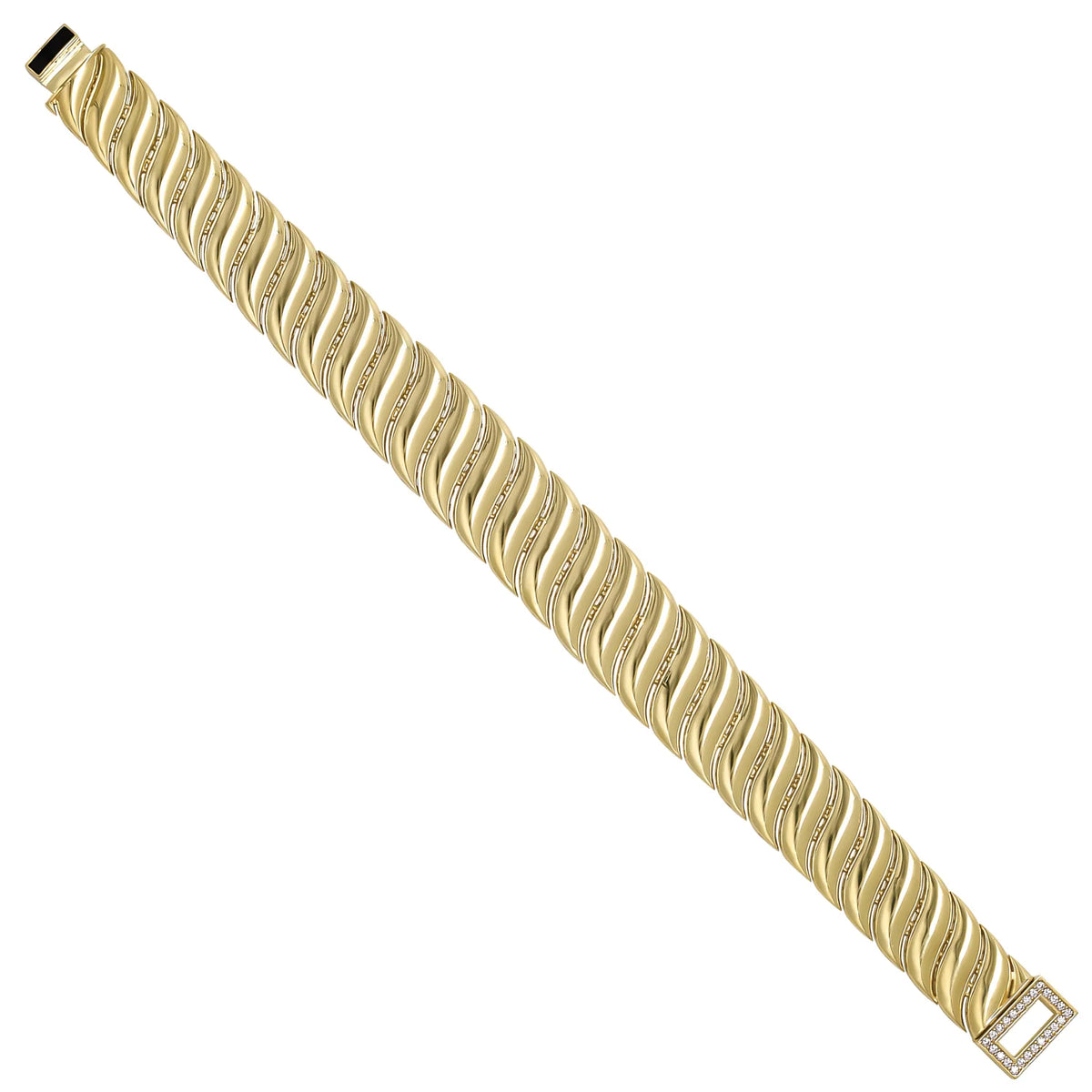 Solid gold braided bracelet, 22.75 g — shown at an angle across the frame.