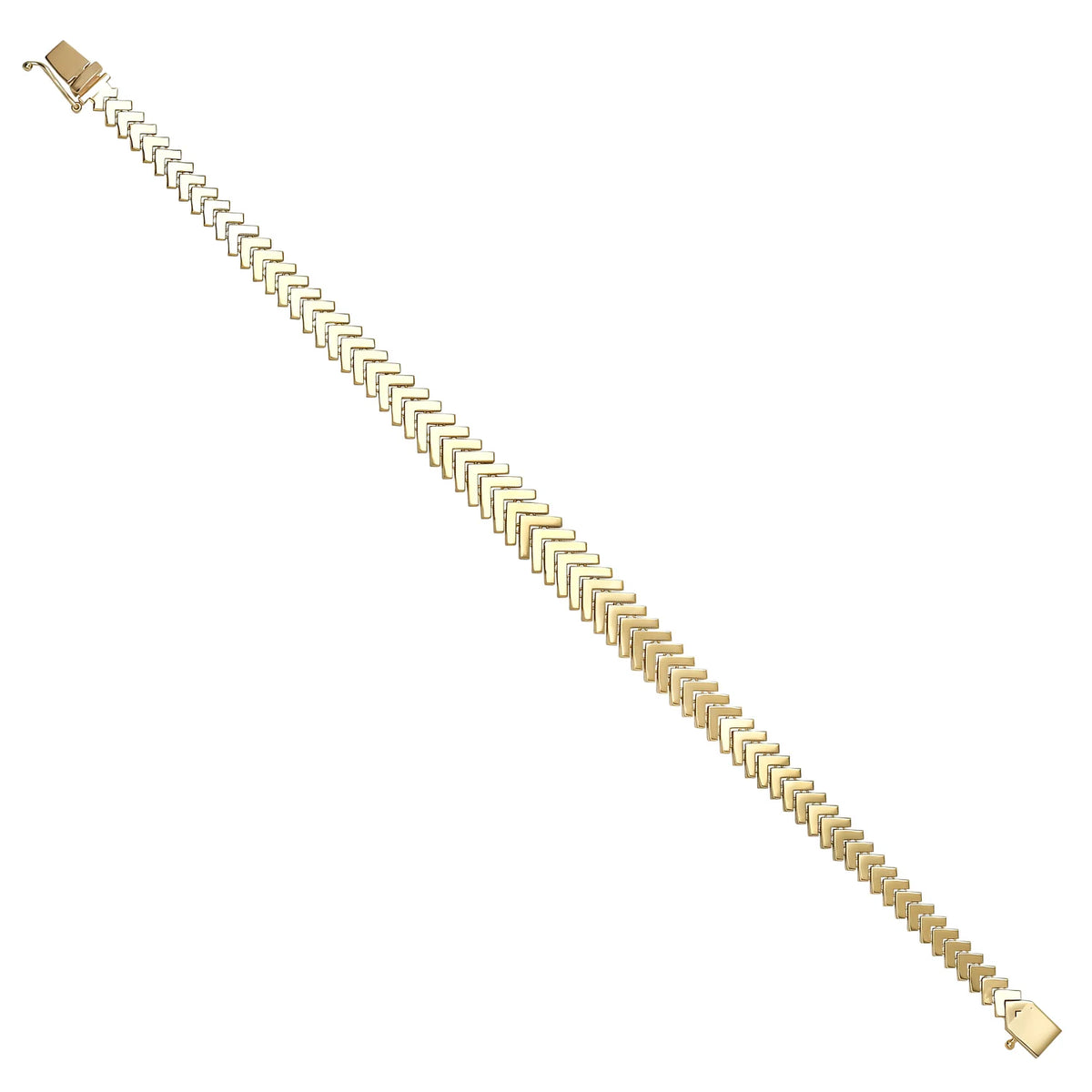 Solid gold herringbone bracelet, 11.40 g — shown at an angle across the frame.