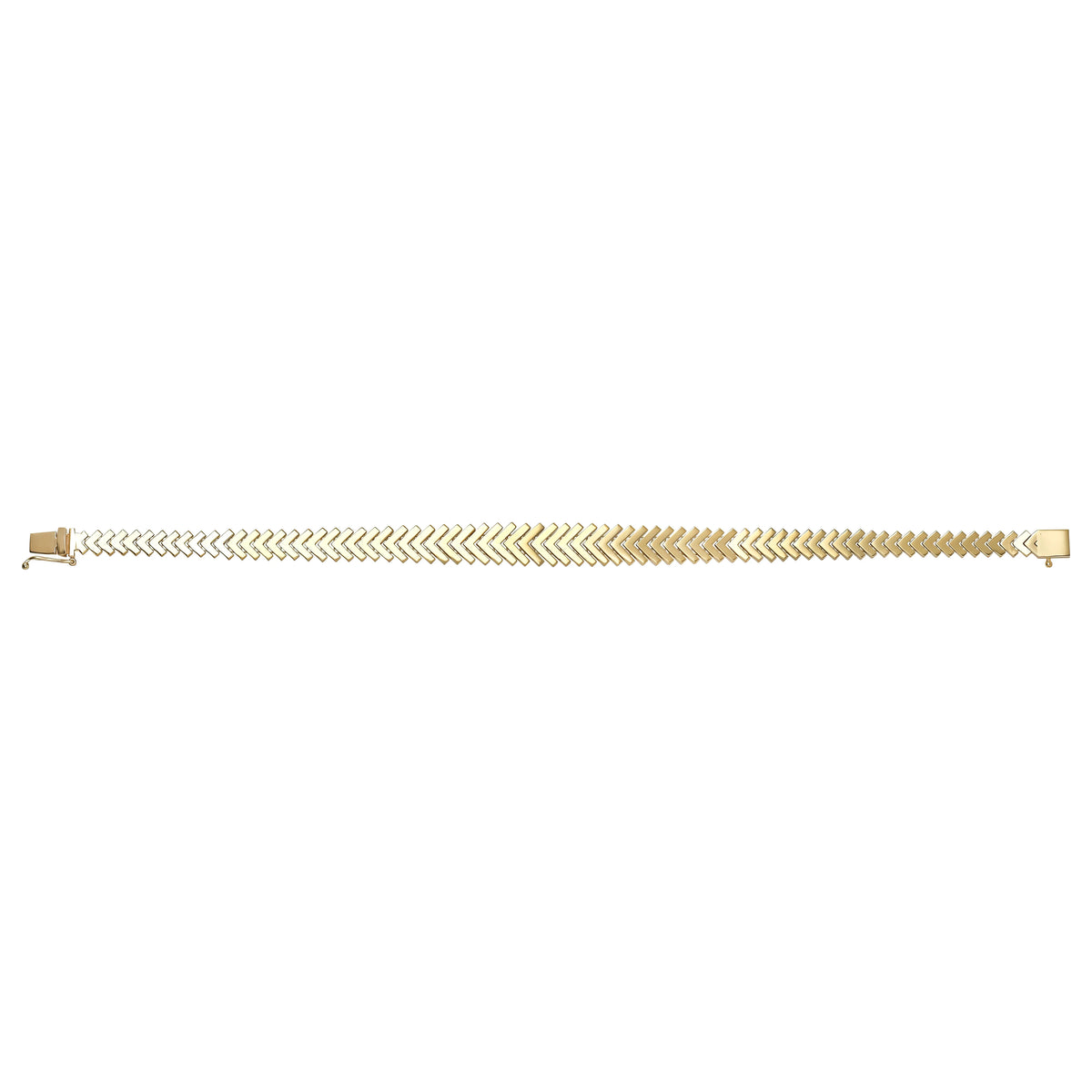 Solid gold herringbone bracelet, 11.40 g — shown square on a plain background.