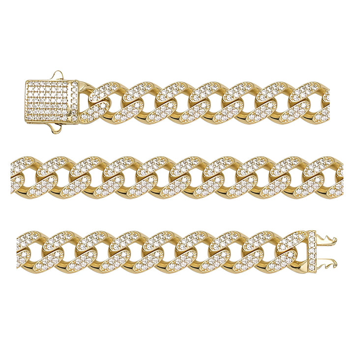 Solid gold curb bracelet, 15.00 g — shown in three rows across the frame.