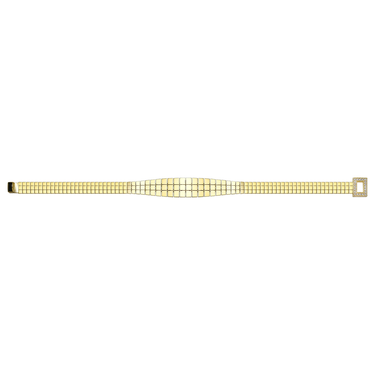 Solid gold brick link bracelet, 7.60 g — shown square on a plain background.