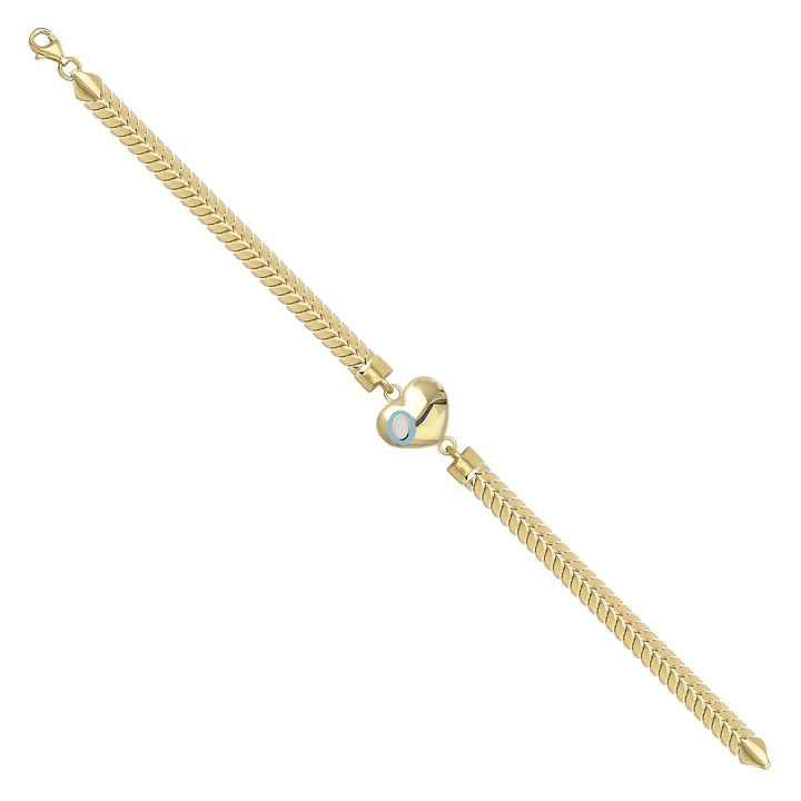 Solid gold herringbone bracelet, 7.50 g — shown at an angle across the frame.