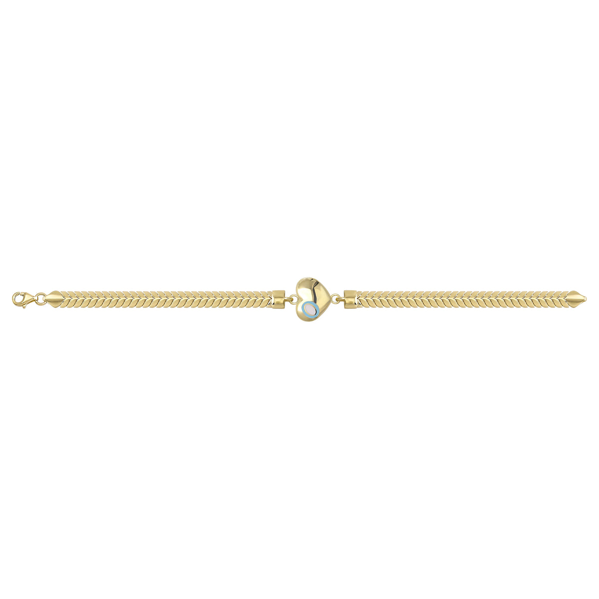 Solid gold herringbone bracelet, 7.50 g — shown square on a plain background.