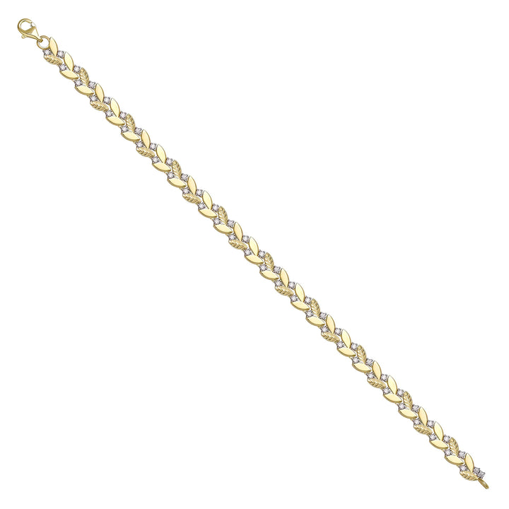 Solid gold fancy link bracelet, 8.57 g — shown at an angle across the frame.