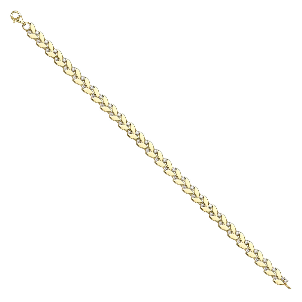 Solid gold fancy link bracelet, 8.64 g — shown at an angle across the frame.