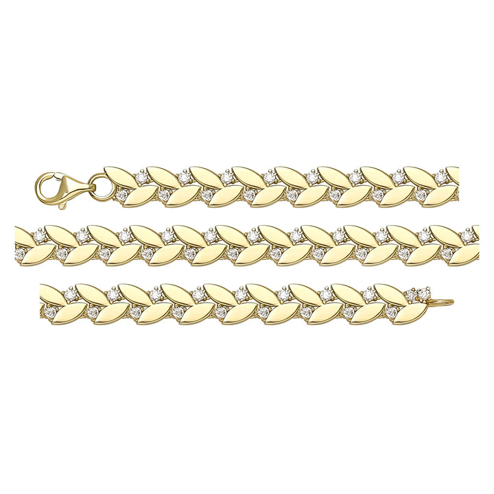Solid gold fancy link bracelet, 8.64 g — shown in three rows across the frame.