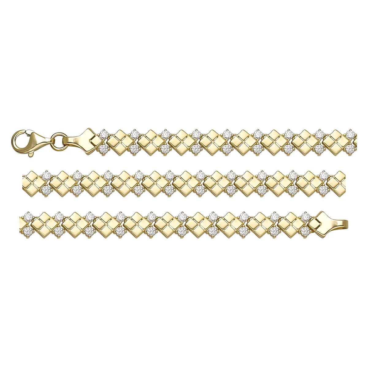 Solid gold fancy link bracelet, 8.70 g — shown in three rows across the frame.