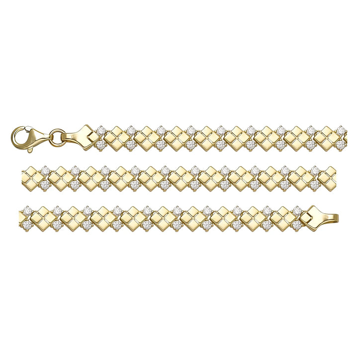 Solid gold fancy link bracelet, 8.70 g — shown in three rows across the frame.