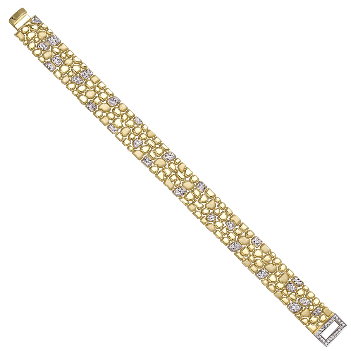 Solid gold fancy link bracelet, 19.32 g — shown at an angle across the frame.