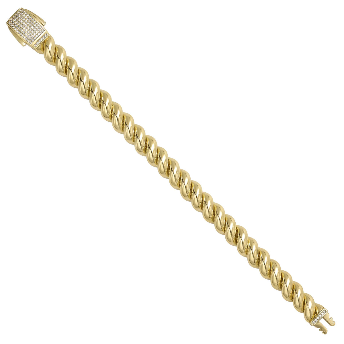 Solid gold curb bracelet, 28.44 g — shown at an angle across the frame.
