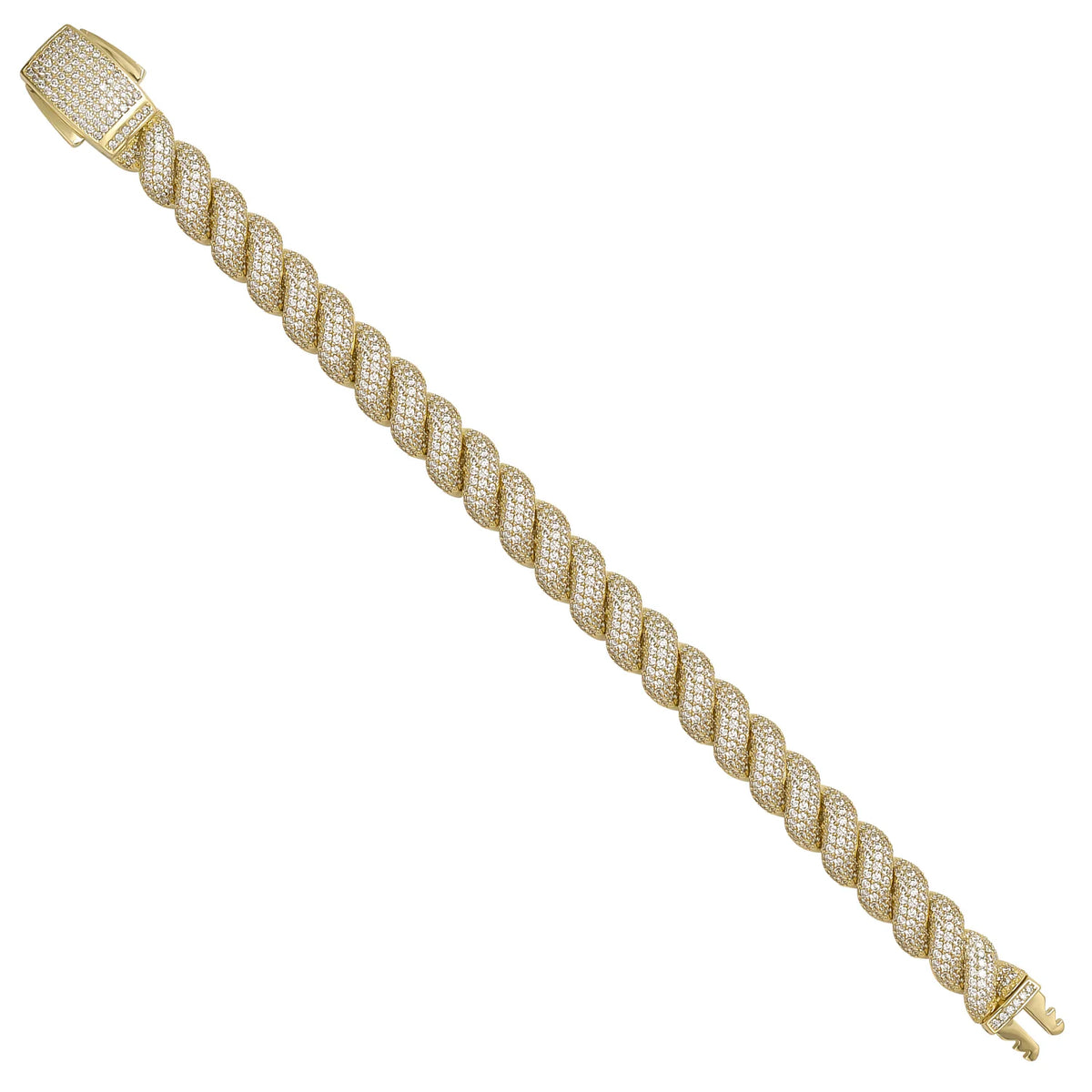 Solid gold curb bracelet, 34.00 g — shown at an angle across the frame.