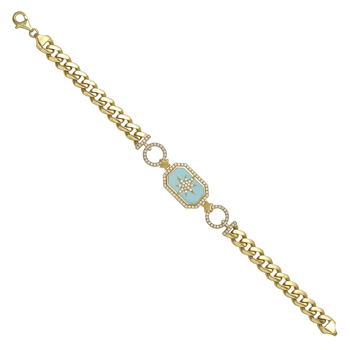Solid gold fancy link bracelet, 11.55 g — shown at an angle across the frame.