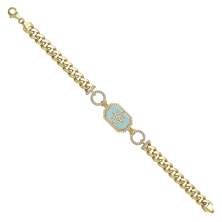 Solid gold fancy link bracelet, 11.55 g — shown at an angle across the frame.