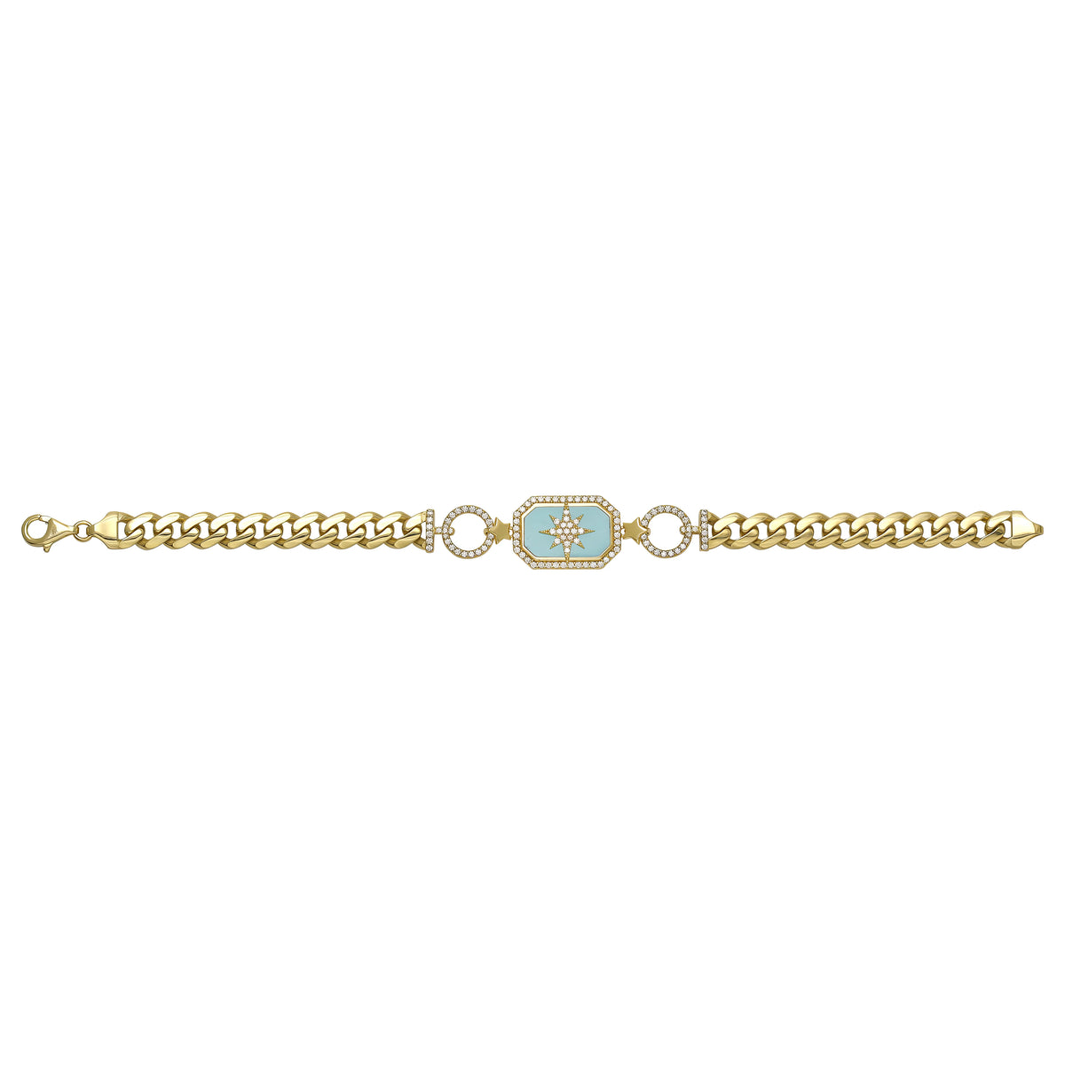 Solid gold fancy link bracelet, 11.55 g — shown square on a plain background.