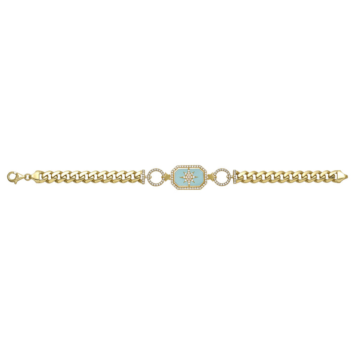 Solid gold fancy link bracelet, 11.55 g — shown square on a plain background.