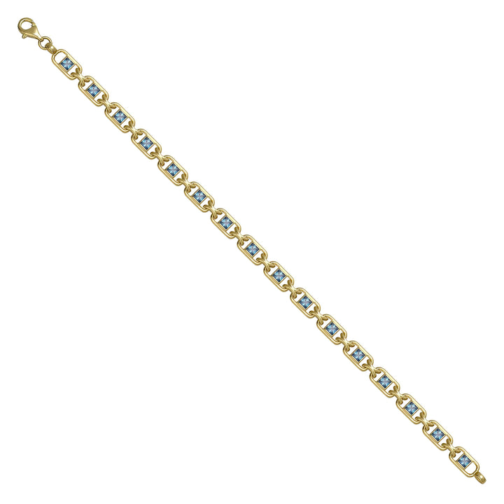 Solid gold fancy link bracelet, 13.68 g — shown at an angle across the frame.
