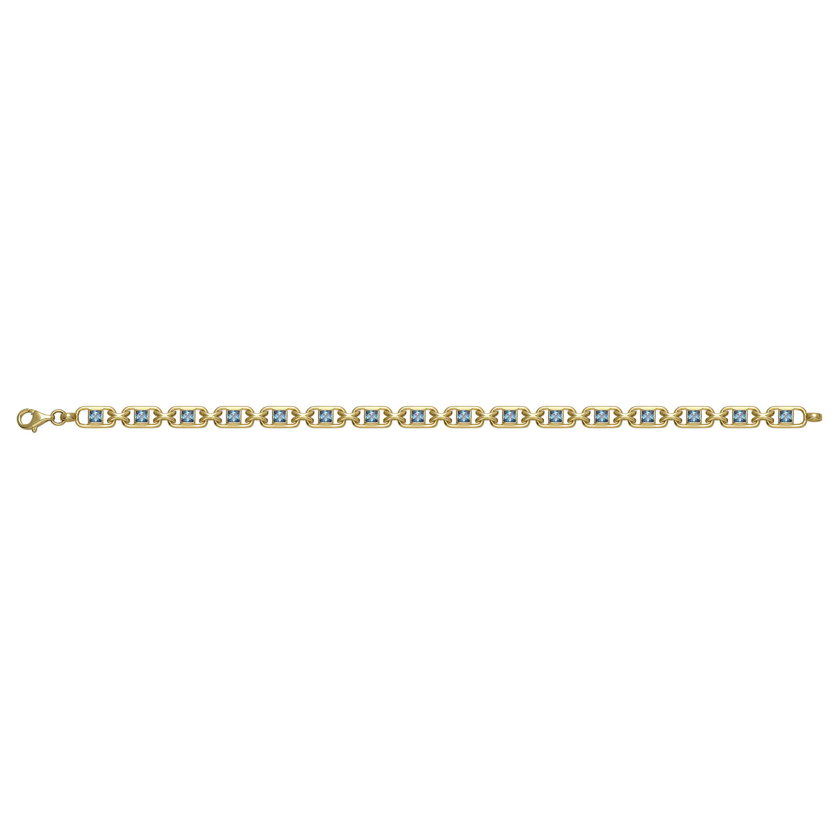Solid gold fancy link bracelet, 13.68 g — shown square on a plain background.