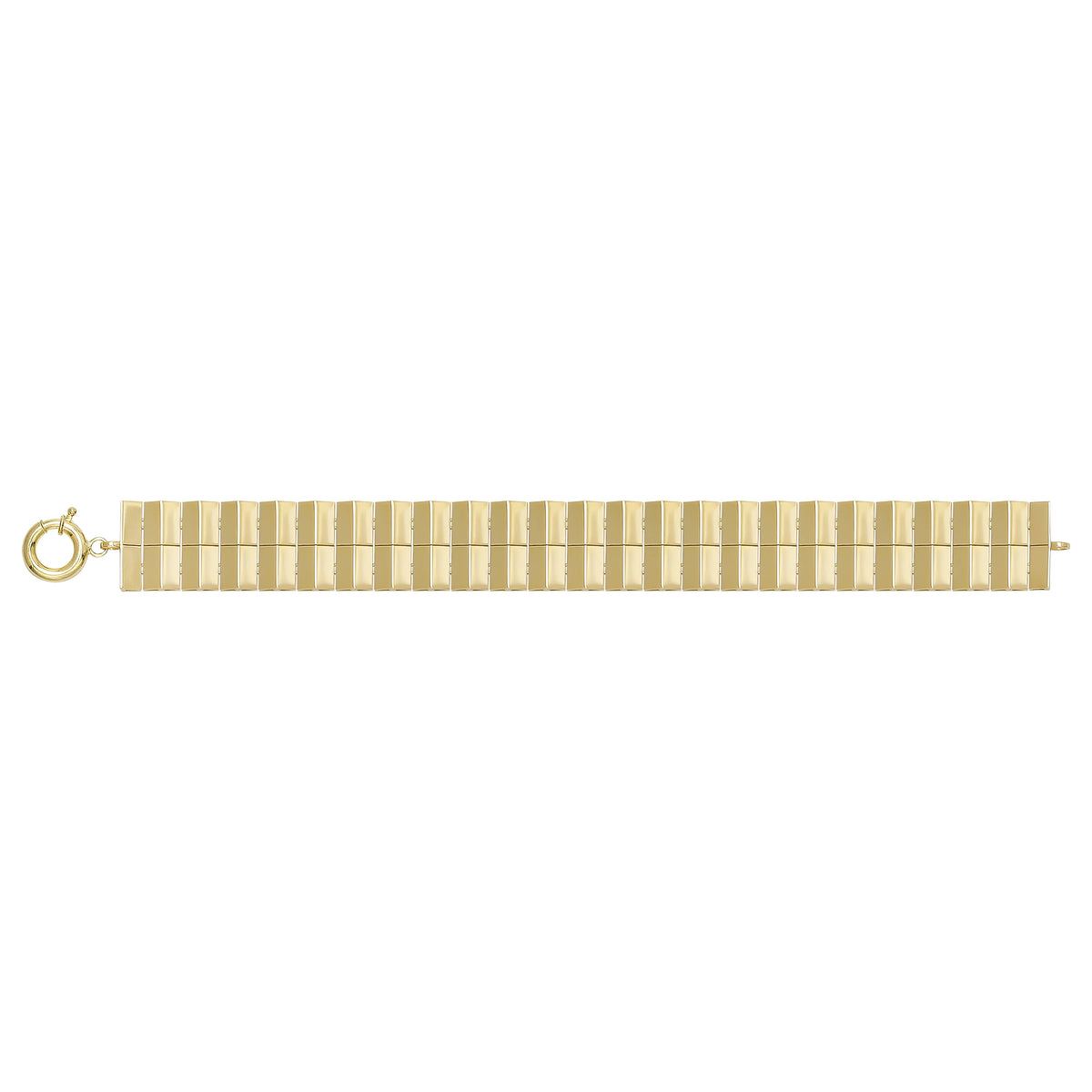 Solid gold brick link bracelet, 14.62 g — shown square on a plain background.