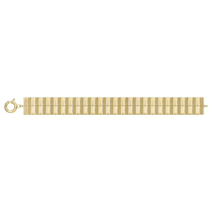 Solid gold brick link bracelet, 14.62 g — shown square on a plain background.