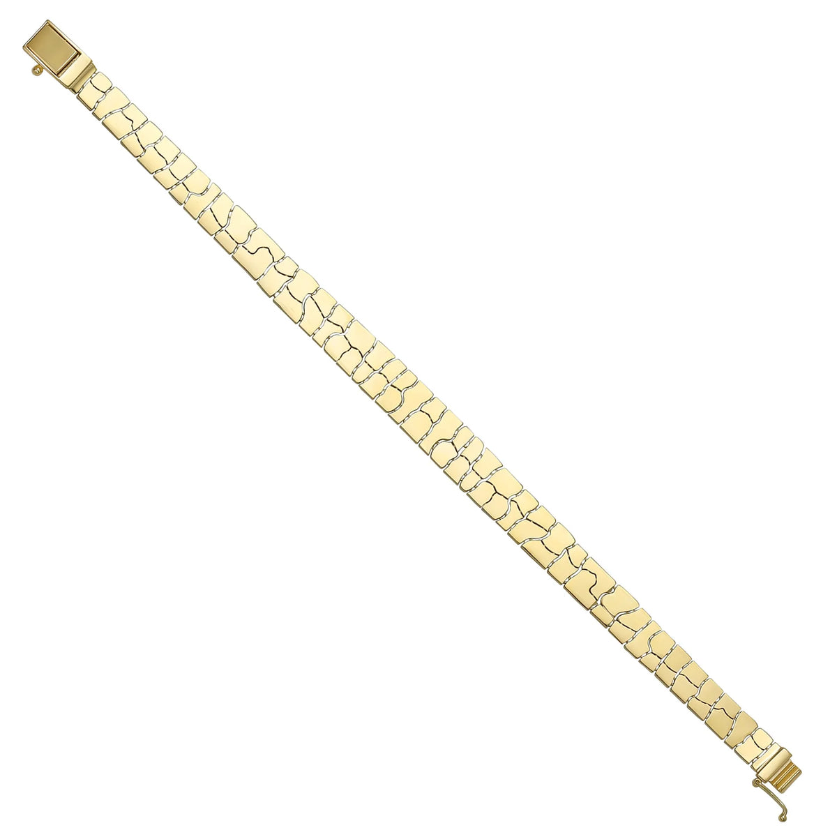 Solid gold fancy link bracelet, 10.45 g — shown at an angle across the frame.