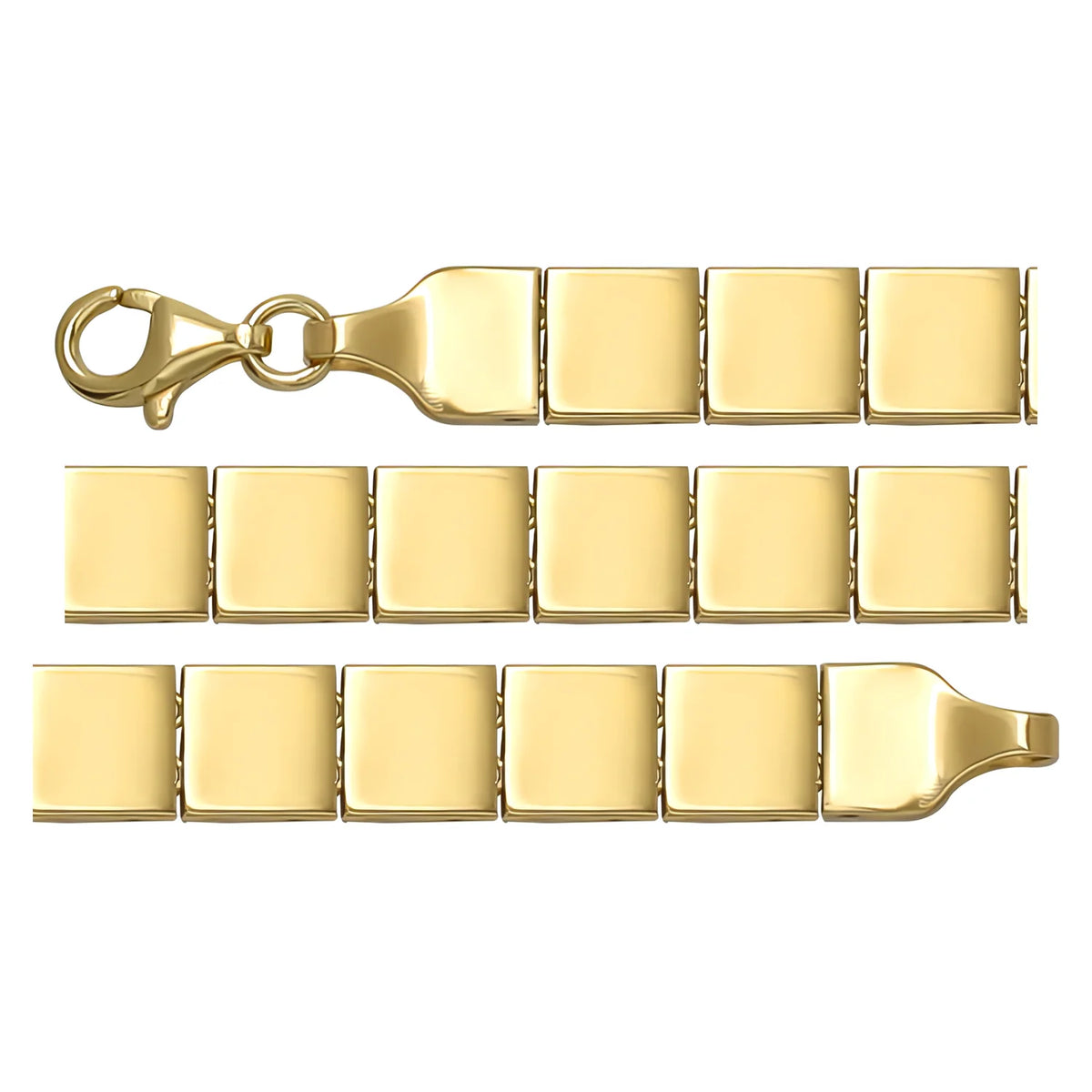 Solid gold id bracelet, 13.00 g — shown in three rows across the frame.