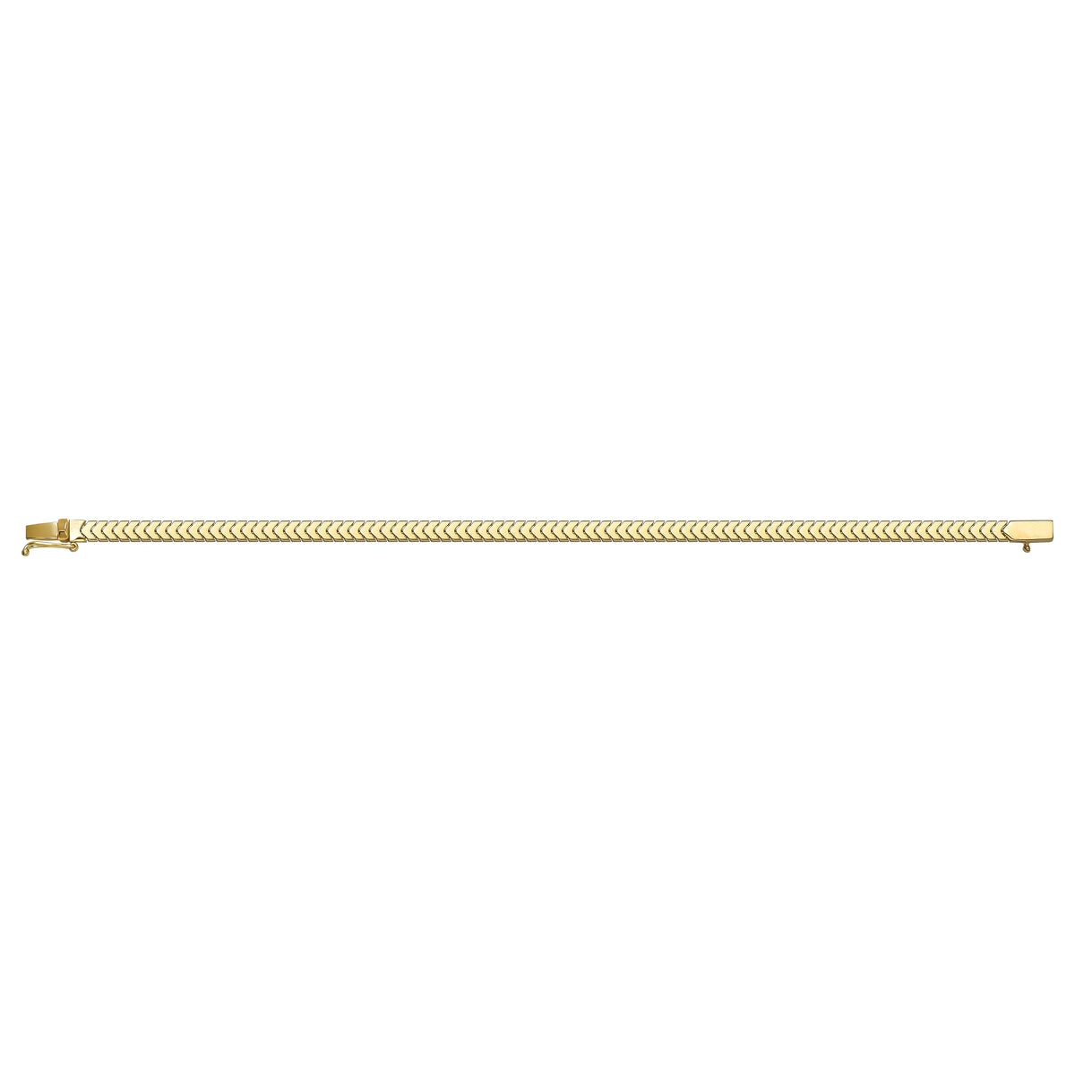 Solid gold herringbone bracelet, 5.45 g — shown square on a plain background.