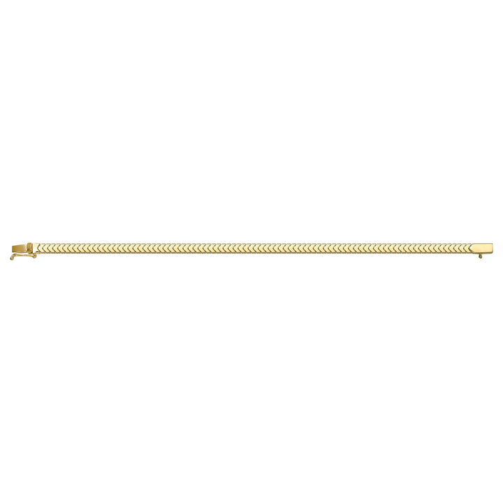 Solid gold herringbone bracelet, 5.45 g — shown square on a plain background.
