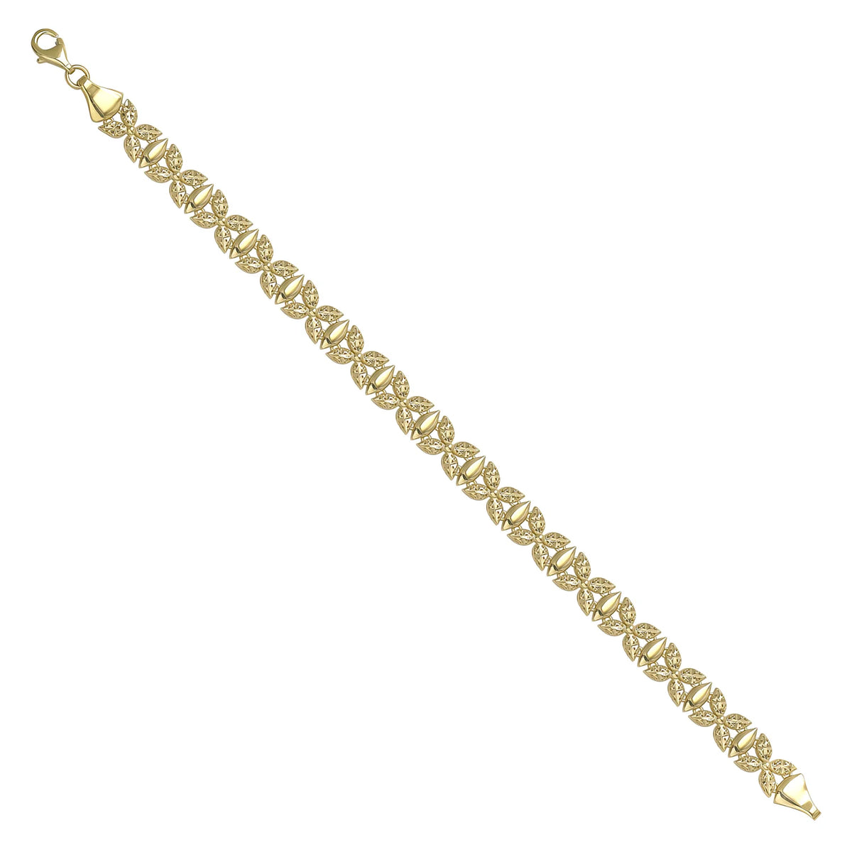 Solid gold fancy link bracelet, 6.70 g — shown at an angle across the frame.