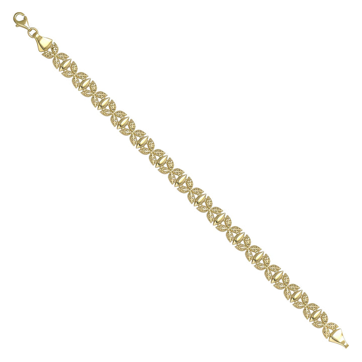 Solid gold fancy link bracelet, 6.70 g — shown at an angle across the frame.