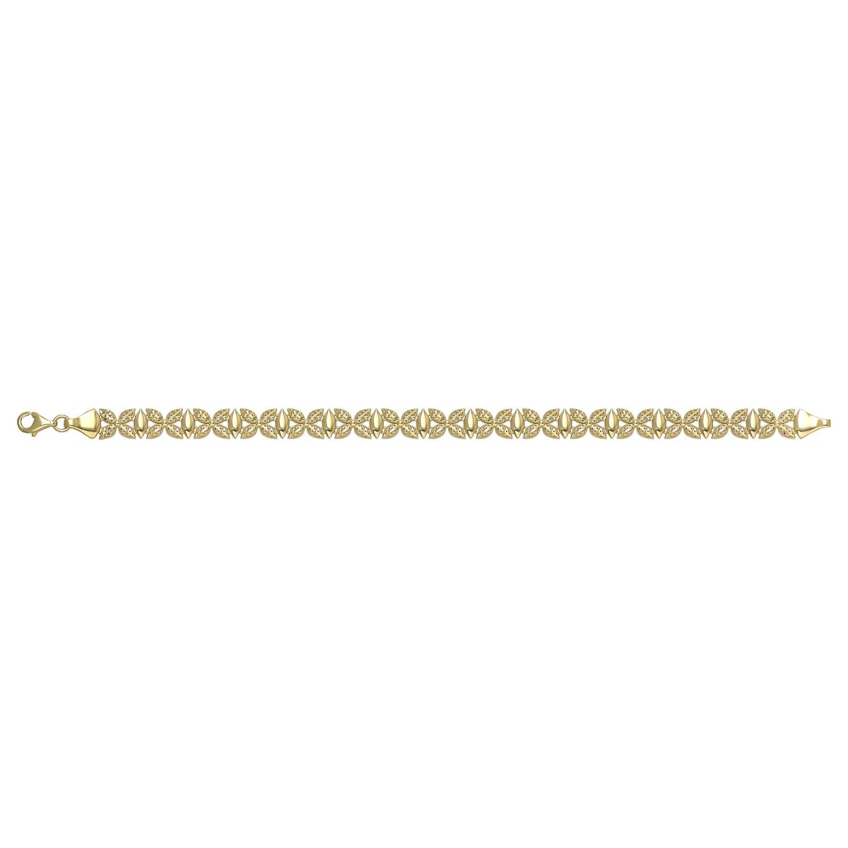 Solid gold fancy link bracelet, 6.70 g — shown square on a plain background.