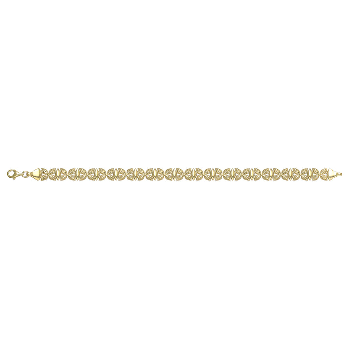 Solid gold fancy link bracelet, 6.70 g — shown square on a plain background.