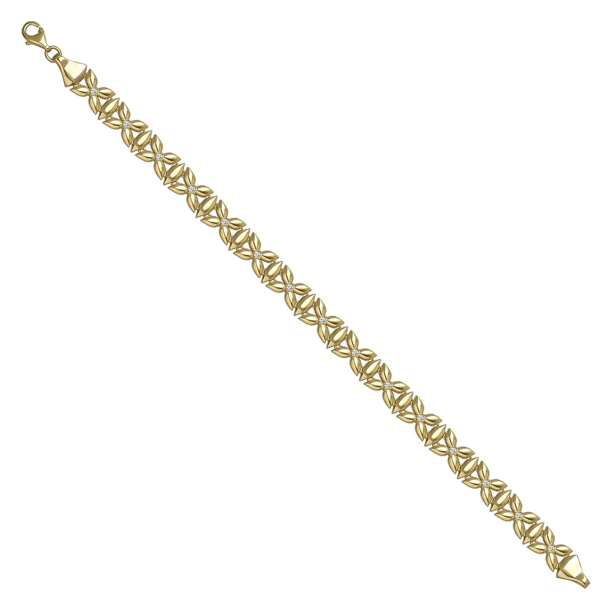 Solid gold fancy link bracelet, 7.64 g — shown at an angle across the frame.