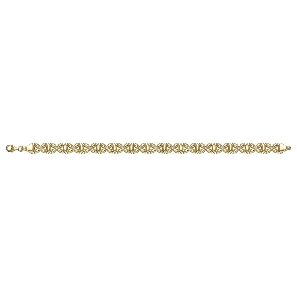 Solid gold fancy link bracelet, 7.64 g — shown square on a plain background.