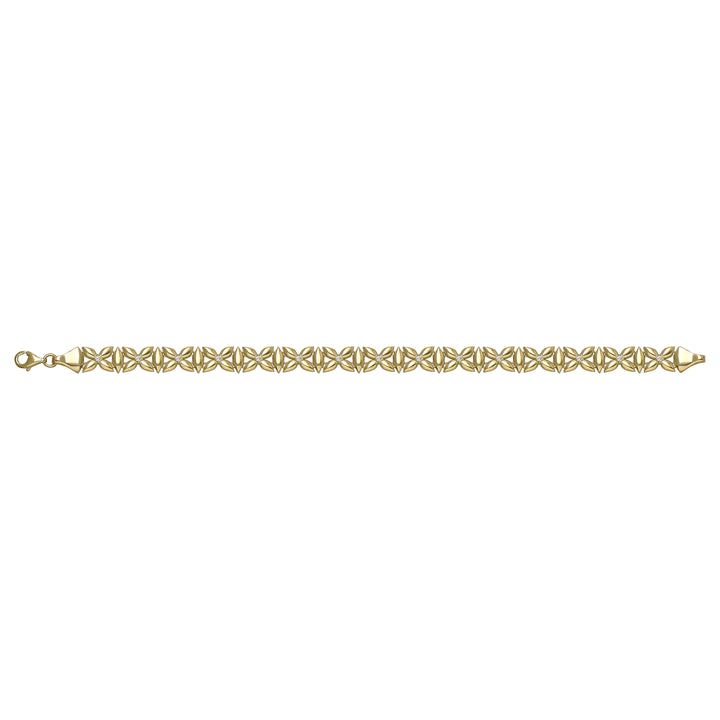 Solid gold fancy link bracelet, 7.64 g — shown square on a plain background.