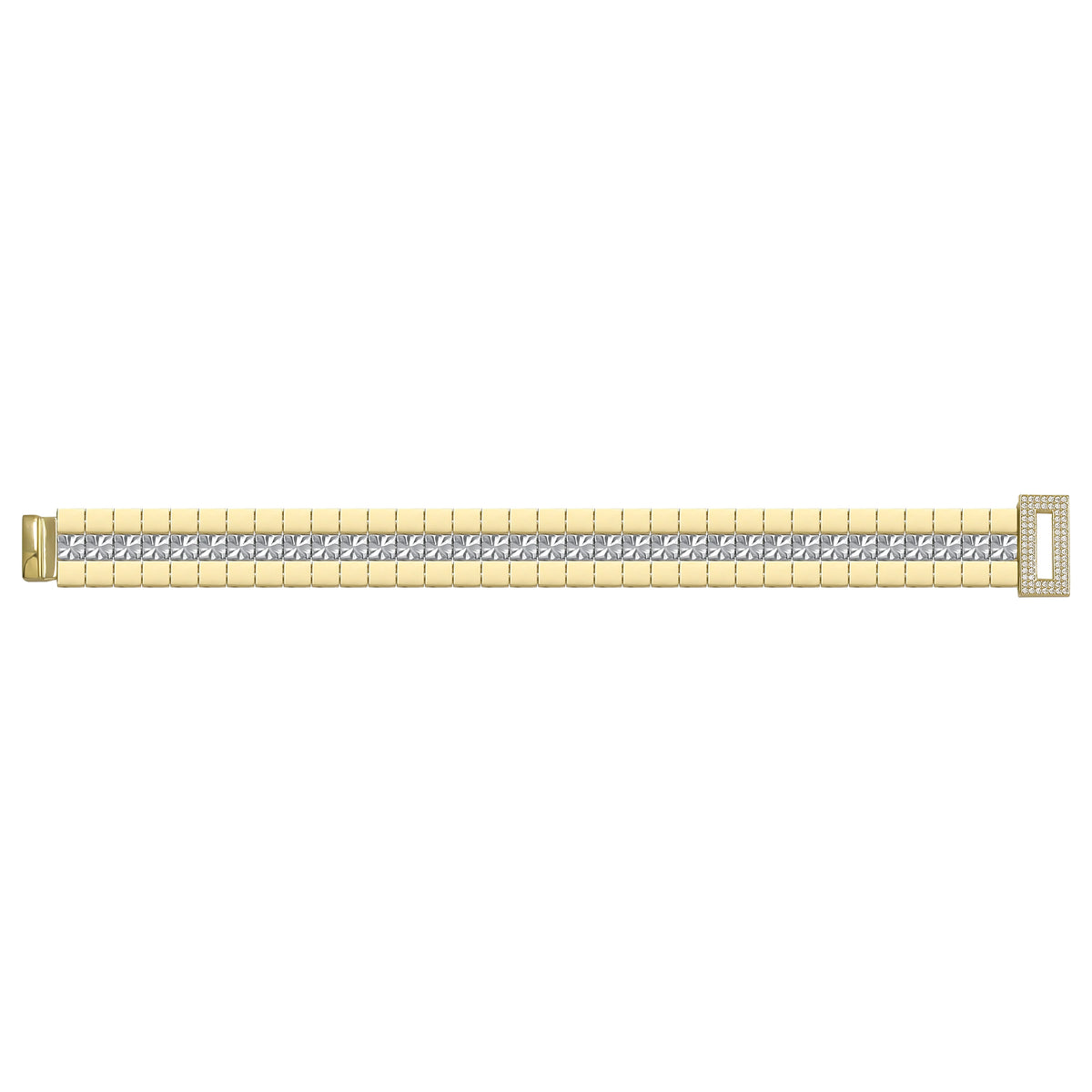 Solid gold brick link bracelet, 22.32 g — shown square on a plain background.