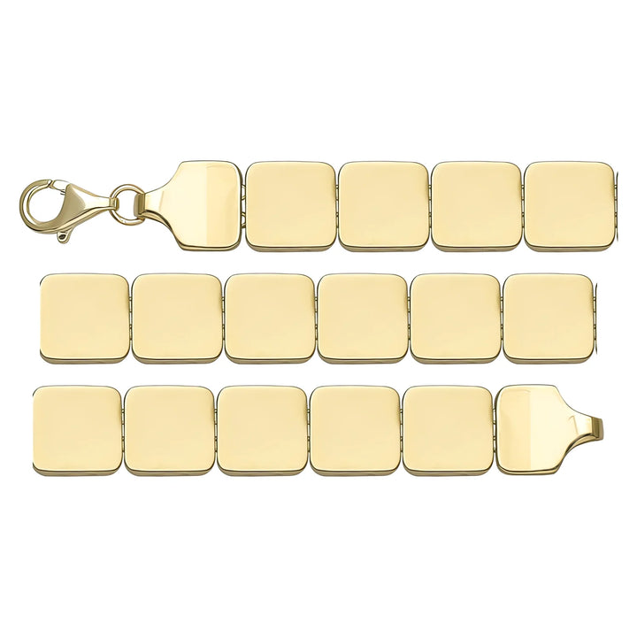 Solid gold id bracelet, 14.55 g — shown in three rows across the frame.