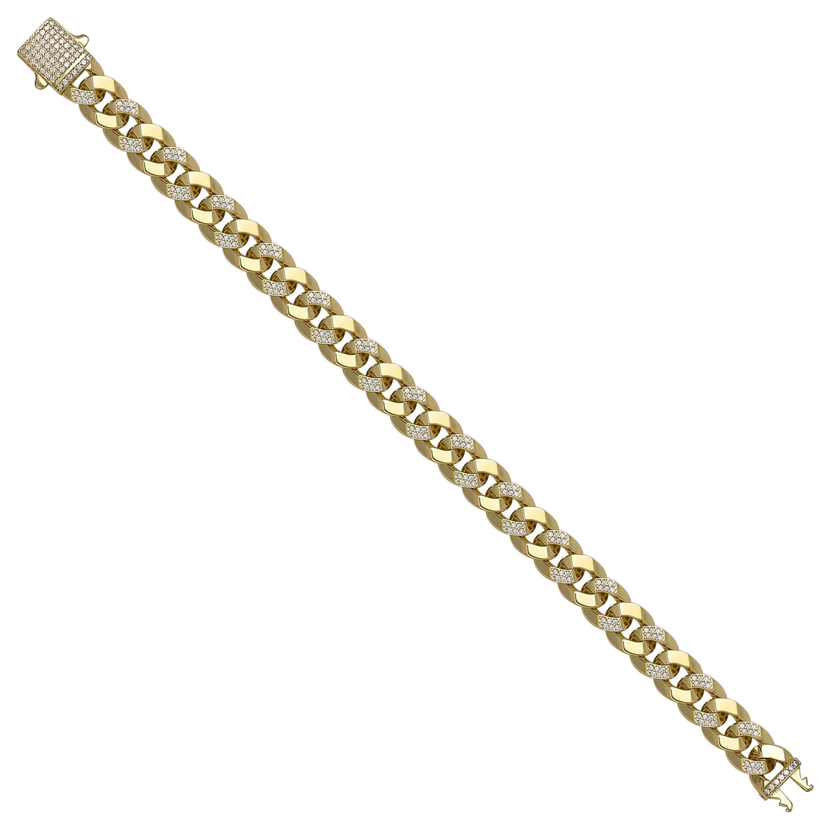 Solid gold curb bracelet, 17.39 g — shown at an angle across the frame.