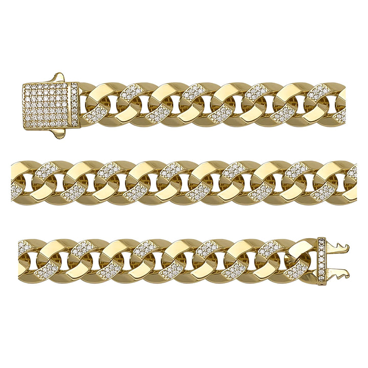 Solid gold curb bracelet, 17.39 g — shown in three rows across the frame.