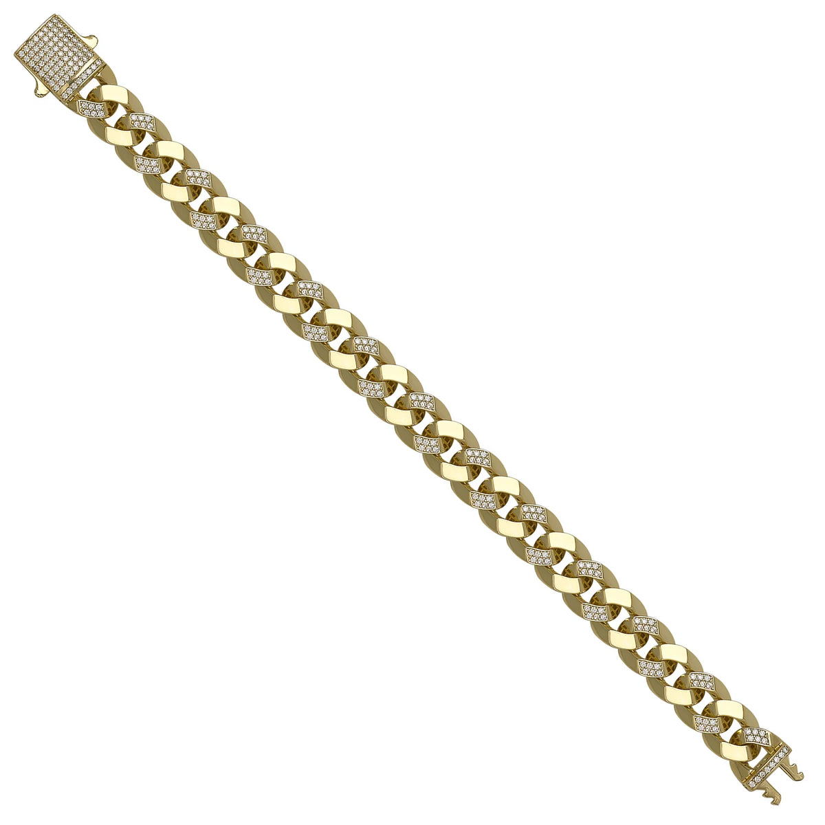 Solid gold curb bracelet, 21.19 g — shown at an angle across the frame.