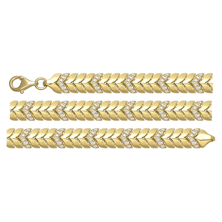 Solid gold herringbone bracelet, 9.10 g — shown in three rows across the frame.